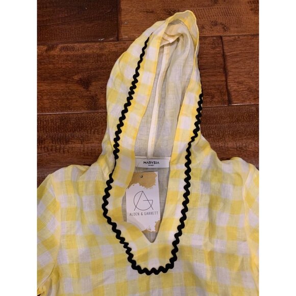 Marysia Bumby Yellow & White Plaid Hooded Cover-Up Top, Size 4, NWT! - Picture 2 of 10